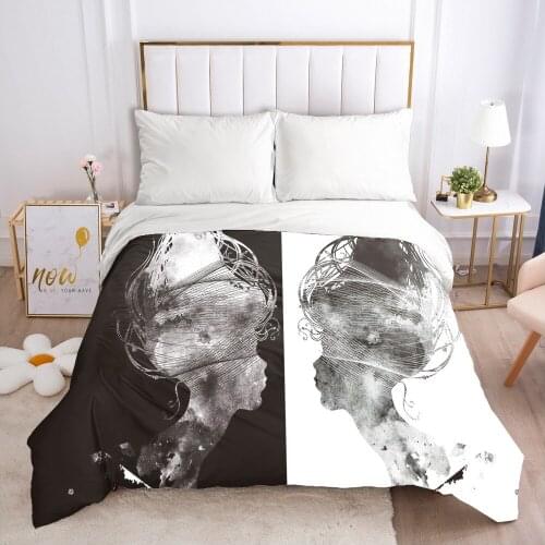 1PCS Duvet Cover Comforter/Quilt/Blanket Case With Zipper 220x240/140x200 Custom Bedding Postmodernism Black And White
