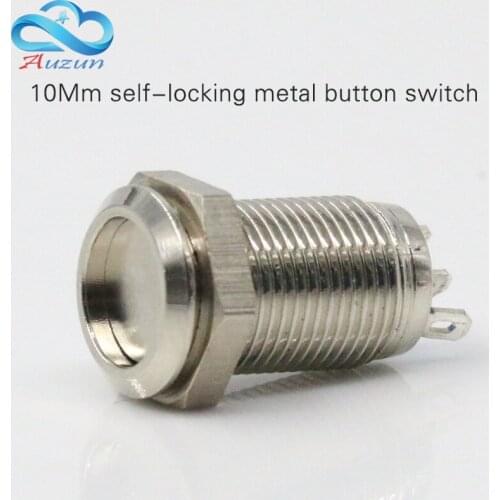 10 mm flat self-locking metal push button switch 1 normally open normally closed three feet