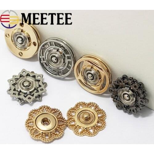 10pcs Meetee 21/25mm Hollow Metal Snap Buttons Stud Fastener for Coat Jacket Sewing Garment Scrapbook Accessories ZK504