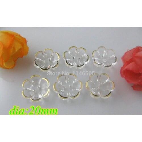 100 Pcs/lot Mixed Gold Plated 20mm 2 Holes Flower Acrylic Sewing loose Buttons for craft scrapbooking accessories