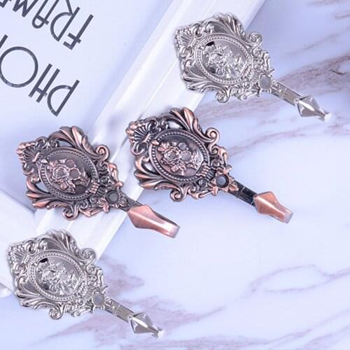 2Pcs Small Crown Pattern Vintage Alloy Drapery Hooks Bedroom Coat Hook Classic Curtain Holdbacks Tieback Hooks Curtain Wall Hook
