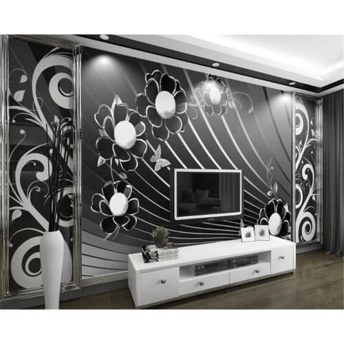 Beibehang 3d wallpaper papel de parede fashion art black floral wallpaper tv background wall mural wallpaper for walls in rolls