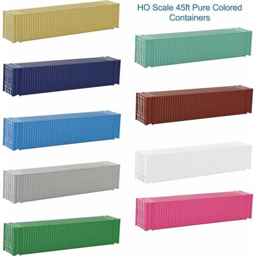 9pcs HO Scale 1:87 45ft Blank Shipping Container Model Trains 45' Cargo Box No Print Pure Color C8745