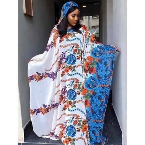 African Dresses For Women New Style Africa Dashiki Fashion Loose Long Dress Floral Print Muslim Dress African Clothes