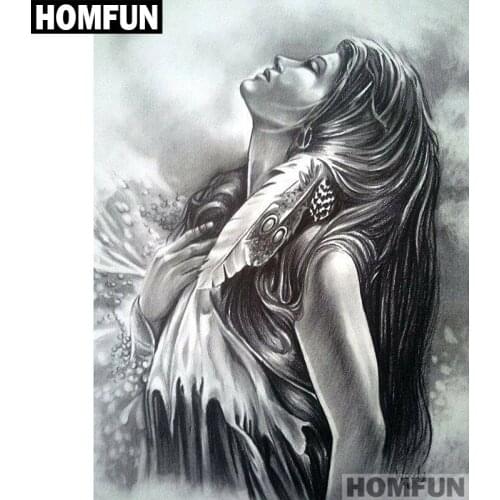 HOMFUN Full Square/Round Drill 5D DIY Diamond Painting "Indian girl" Embroidery Cross Stitch 5D Home Decor Gift A01449