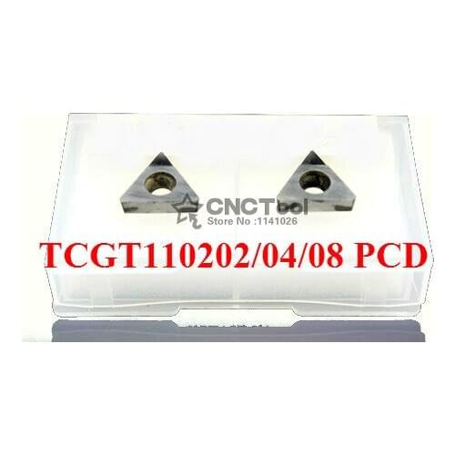 Free shipping 2PCS TCGT110202/ TCGT110204 / TCGT110208 PCD Inserts , CNC PCD Diamond insert For Lathe Tools Inserts For STFCR