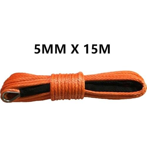 Free shipping Orange 5mm x 15m synthetic uhmwpe winch rope with sheath car accessories