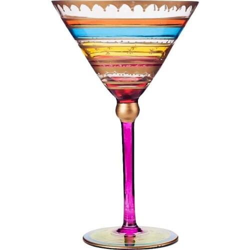 Cocktail Tumbler Painted Cup Drink-ware Red Wine Glass European Style Goblet Everyone Use Glass Wine Set Creative Glass 1pcs
