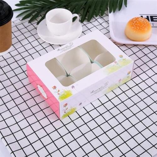 Paper Gift Box For Wedding Home Party Birthday Cupcake Box With Window Flowers Carton Muffin Cake Candy Favor Baking Packaging