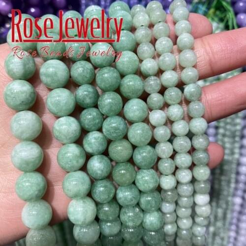 Natural Angelite Stone Beads Green Jades Round Loose Spacer Beads 6 8 10mm For Jewelry Making Bracelet Necklace Accessories 15"