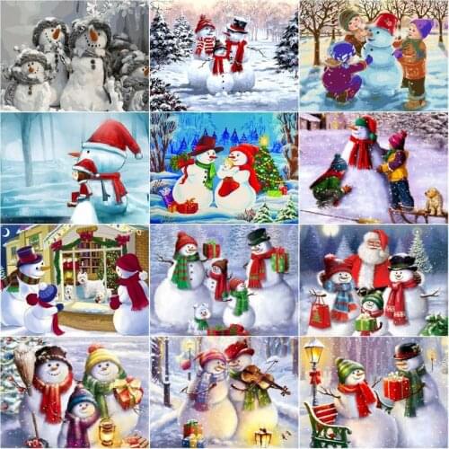 GATYZTORY Christmas Snowman Paint By Numbers Set Acrylic Paints 40x50cm Oil Painting Decorative Paintings For Adult Kids Handicr
