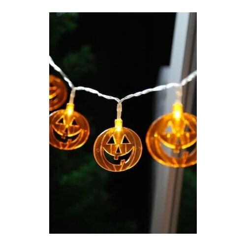 Halloween Cheerful Pumpkin Led Light Chain Orange transparent cute faced pumpkin led light chain 10 Led Lighting