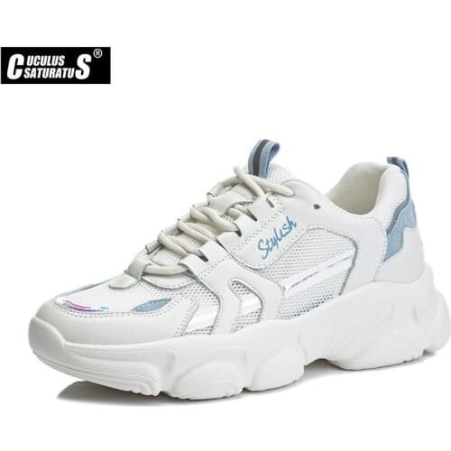 Cuculus Spring Summer Sneakers Women Thick Bottom Daddy Shoe Thick Bottom Round Toe Breathing Leisure Female Vulcanize Shoes