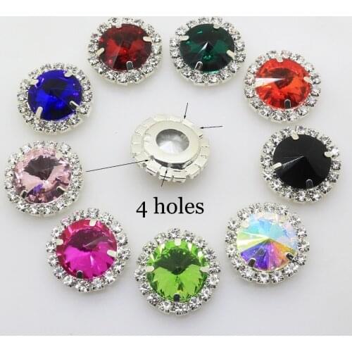 5pcs/lot 25mm 4-Holes Round Diamante Rhinestone buttons Silver/gold Metal DIY for Wedding sewing Clothing buttons