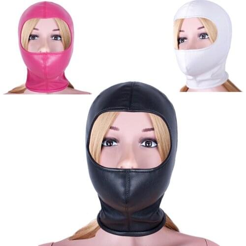 Open Eye Full Face Sex Hood Mask,SM Leather Zipper Head Bondage Headgear Slave Cosplay Party Mask Erotic Game Sex Toy For Couple