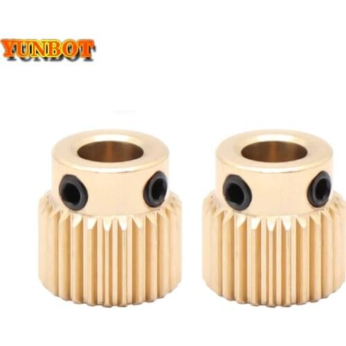 26 Teeth Copper Extrusion Head Gear Bore 5mm 3D Printers Accessories Parts Diameter 11mm For MK8 Extruder Part 26Teeth Brass