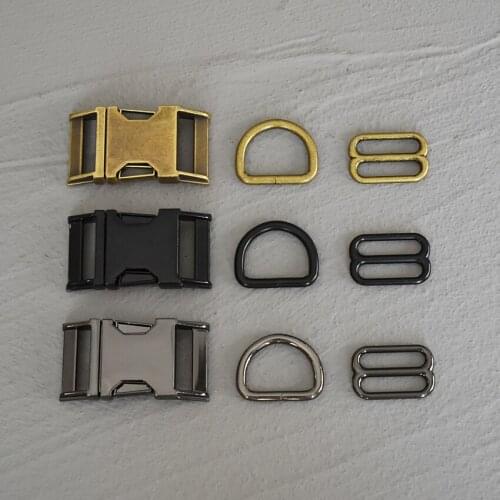 50 Sets 25mm Metal Buckle 8 Adjust Buckle D Ring /Three-Pieces for Dog Collar Necklace Handmade Webbing DIY Accessory 25-3s8