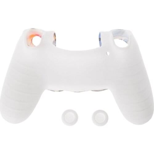 Multicolor Style Silicone Gamepad Cover Case + 2 Joystick Cap For PS4 Controller E56B