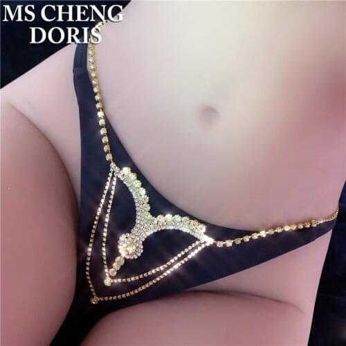 MSCHENGDORIS Women Sexy Rhinestone Body Belly Waist Chain Jewelry New For Bikini Dance Summer Body Jewelry