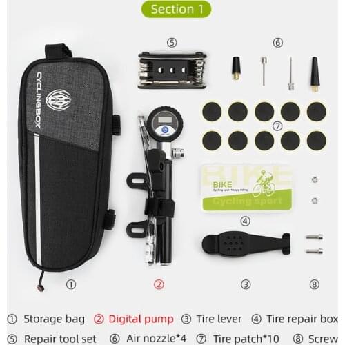 Bicycle Repair Kit Mini Hand Air Pump Wrench Cycling Bag Tire Repair Tool Set Multi-function MTB Bike Maintenance Tools Kit