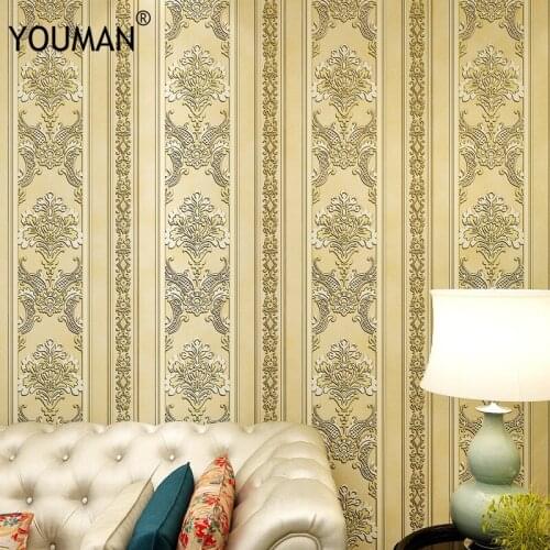 Classic European Style Diamond Damask Wallpaper Roll for Wall 3D Non-woven Wall Paper Living Room Bedroom Background Home Decor