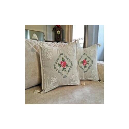 Cross Stitch Embroidered 2 Piece Pillowcase 100% Cotton