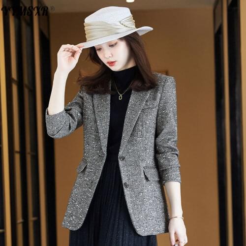 Plus Size 2021 New High-quality Office Professional Womens Slim Suit Autumn and Winter Temperament Long-sleeved Jacket