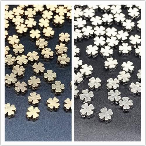 About 6mm Gold Silver Color Four Leaf Clover Bead Loose Spacer CCB Acrylic Beads DIY Jewelry Making Findings Charm Beads