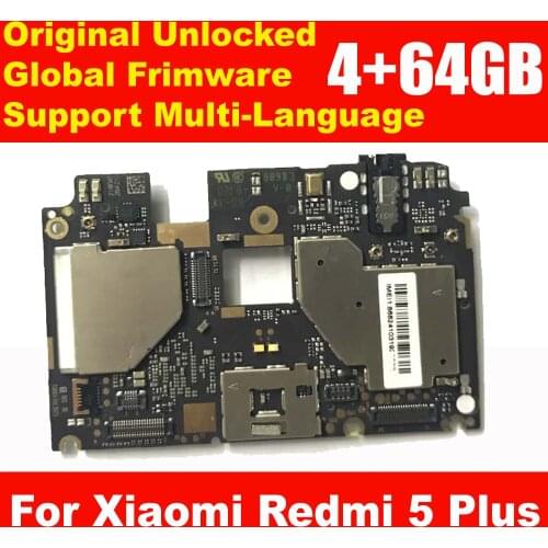 Original Unlocked Mainboard For Xiaomi Redmi 5 Plus 4GB 64GB ROM Full Chips Circuits Card Fee Motherboard Global Frimware 5plus