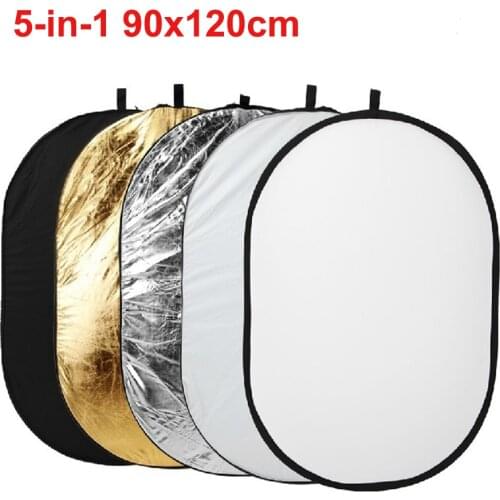Photography Reflector 5-in-1 90x120cm Photo Light Mulit Collapsible Disc Reflector Handle Collapsible Photography Accessories