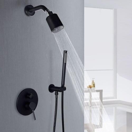 Concealed Black Shower Faucet Hidden Brass Rainfall Shower System Mixer Tap Single Handle Bathroom Rain Cold And Hot Water Tap