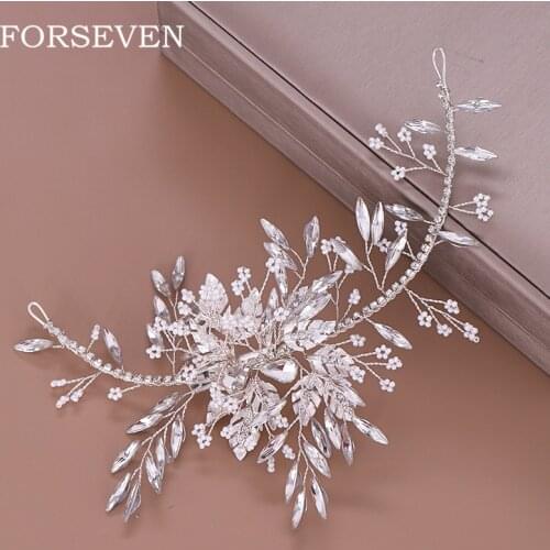Rhinestone Leaf Hair Clip Headband For Women Bridal Tiara Hair Jewelry Wedding Hair Ornaments