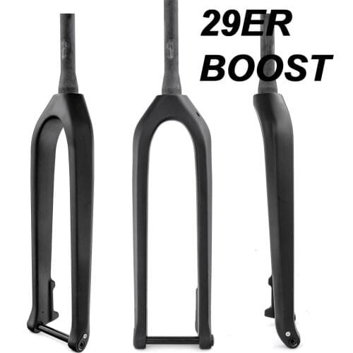 Boost MTB Carbon Fork 29er 110*15mm Downhill Fork Mountain Bike Carbon Rigid Fork 1-1/8"-1-1/2" Tapered Max Tire 3.0