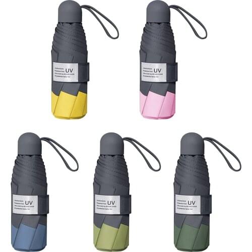 Ultralight Sunshade Umbrella Mini Pocket Pure Color UV Protection Umbrellas Sunshade Rain Female Man Mini Pocket Umbrella