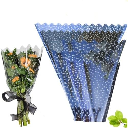 50pcs Flower Wrapping Paper Silver Single Branch Bag OPP Waterproof Cellophane Fresh Bouquet Packaging Florist Decoration