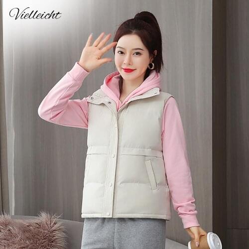 Vielleicht High Quality Women Sleeveless Vest Winter Warm Plus Size Cotton Padded Waistcoat Winter Mandarin Collar Female Vest