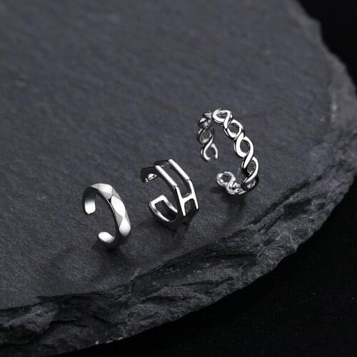 A Girl' Geometric Earrings Female Double Twist joint No Pierced Hollow Clip Ear Cuff Clip earrings 3pcs/set