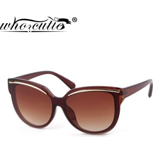 WHO CUTIE Fashion 80S Cat Eye Sunglasses Women Oversized Brand Design 2020 Vintage Cateye Eyebrow Sun Glasses Shades Female S215