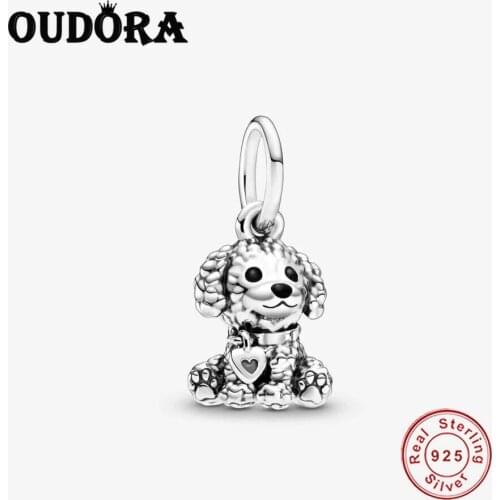925 Sterling Silver Poodle Puppy Dog Dangle Charm Fit Original Pandora Charms Bracelet 925 Silver Fasion Jewelry DIY Berloque