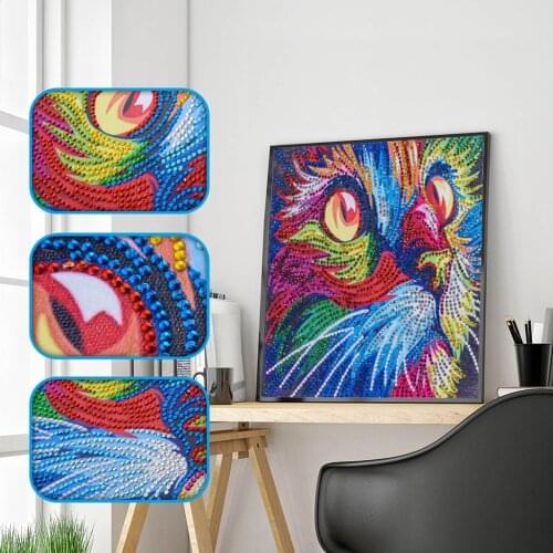 Animal Colorful Cat Special Shaped Diamond Painting Crystal Rhinestones 5D DIY Diamond Embroidery Home Decor Drill Cross Stitch