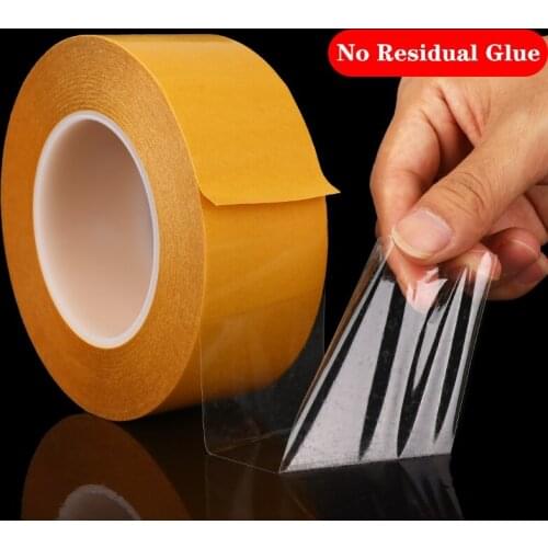 1PCS 50M/Roll PET Double Sided Super Sticky Adhesive Tape Heat Resistant 0.05mm Thick Transparent PET Strong Double-sided Tape