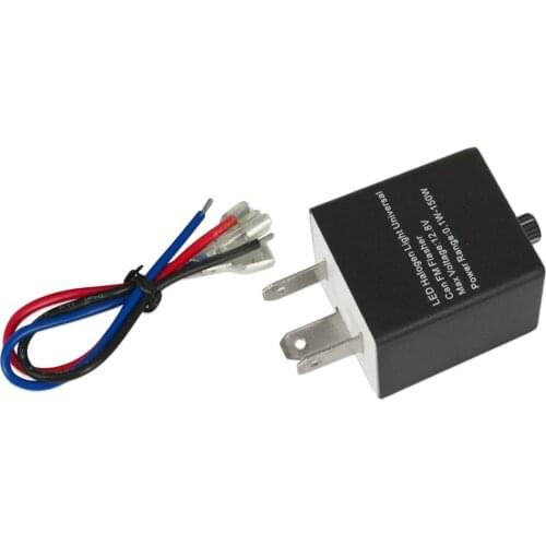 12V/24V 3 Pin Universal Motorcycle Flasher Relay LED Turn Signals Indicator Resistor Fix Kit w/ Cable- Black