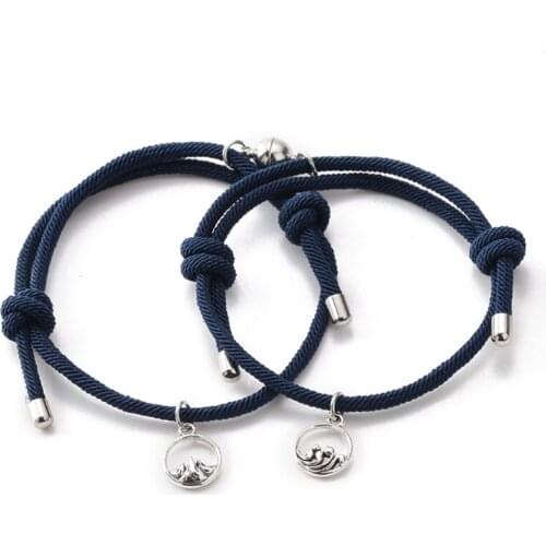 2Pcs Minimalist Lovers Matching Friendship Bracelet Rope Braided Couple Magnetic Distance Bracelet Kit Lover Jewelry