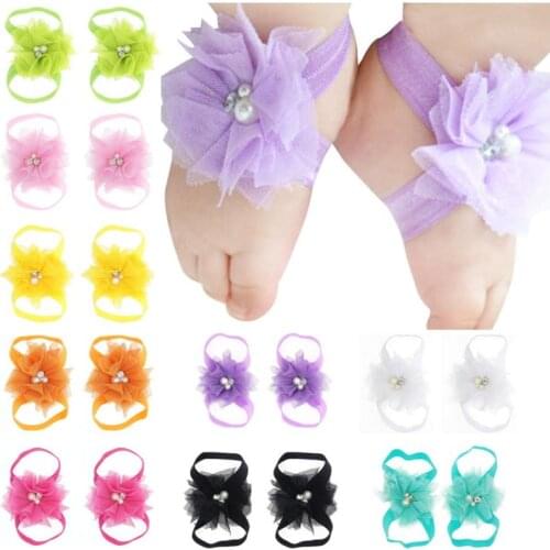 2 Pcs Baby Foot Flower Handmade Flowers Childrens Feet Flower Lace Silk Gauze Baby Feet Flower Cute Fashion Luxury Ornaments