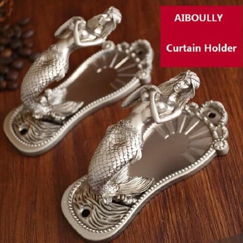 2 Pcs/Set Curtain Holder Living Room Curtain Holdback Curtains Decoration Accessories Tieback Mermaid Curtain Hooks