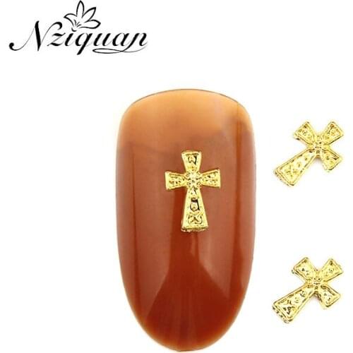 20 NZIQUAN2020 Explosive Charm Jesus Metal Alloy Cross Style Nail Art Strass Charm Manicure Accessories DIY3D Nail Art Decoratio