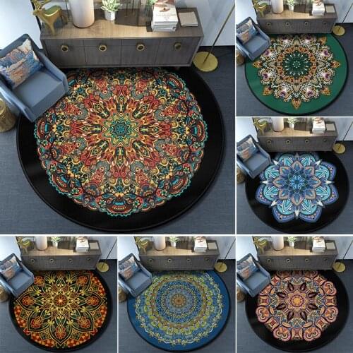 3d Bohemian ethnic carpet crystal velvet round rug mandala area rugs floor mat bedroom living room nordic home Decorative carpet