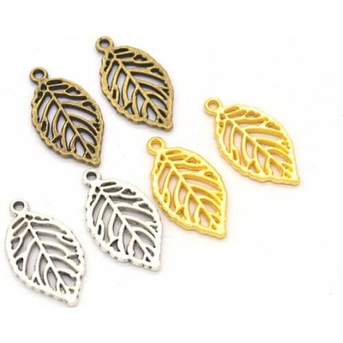 50pcs 27x15mm Metal Alloy Leaf Charms Pendant For Jewelry Making DIY Handmade Materials