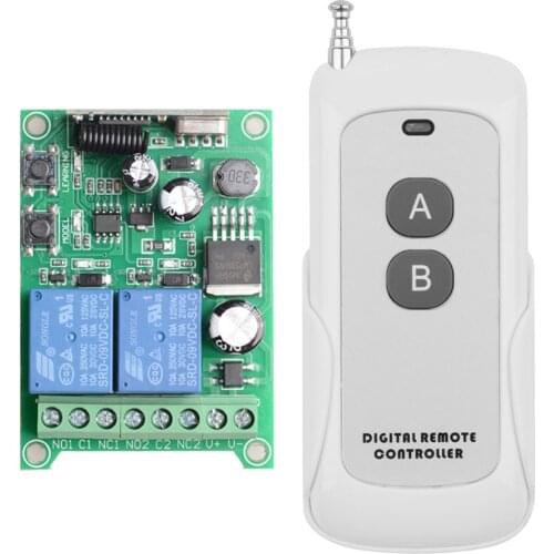 AK-RK02E DC 12V 24V 36V 2CH Universal Wireless Remote Control Switch 10A Relay Receiver Module With 500M RF Remote Transmitter