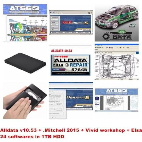 Alldata V10.53 DHL Free ship 2020 lldata+Mit//chell 2015+ImmoKiller+tecdoc+Vivid+Heavy+EtttTK auto repair software 24in1TB HDD